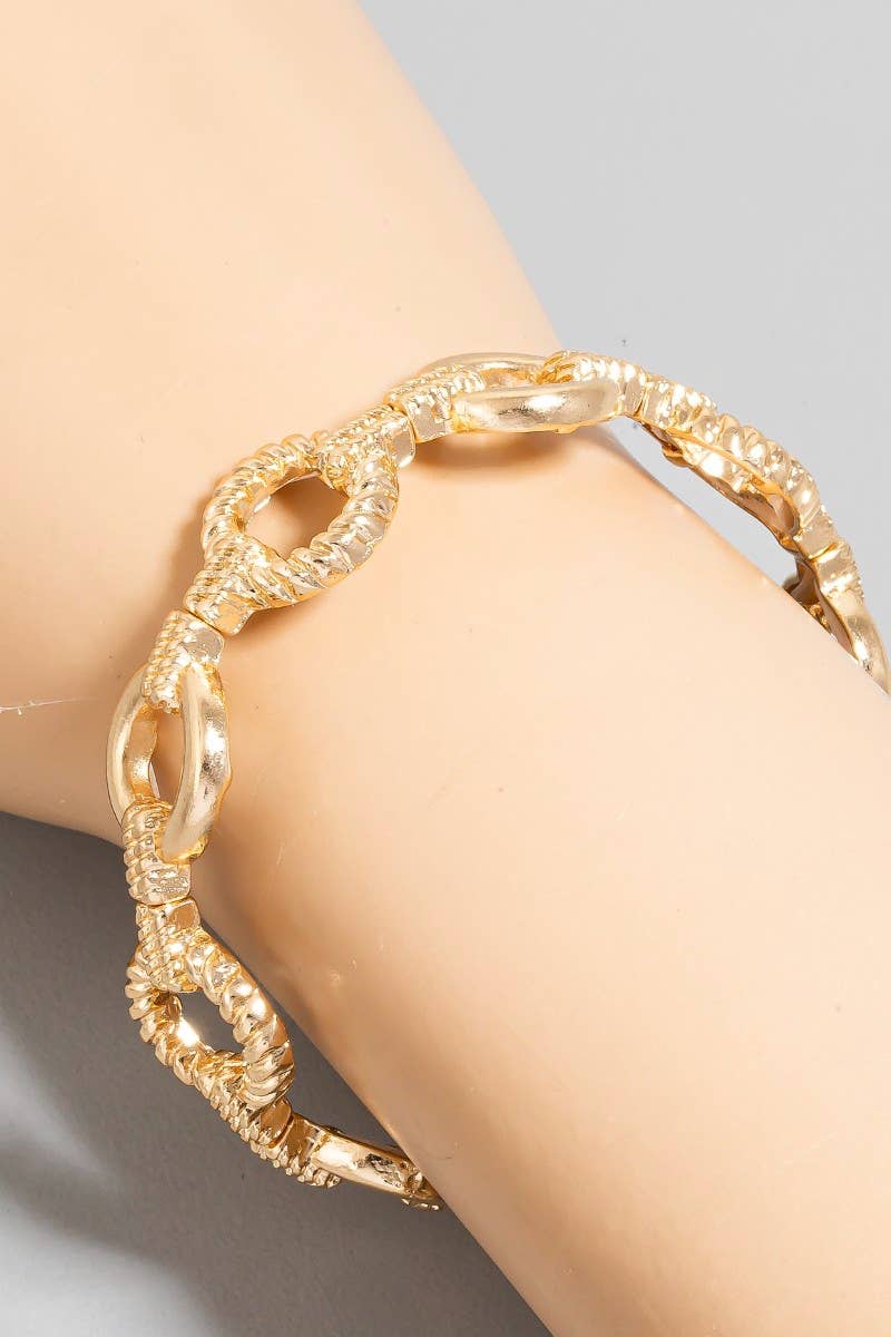 Gold Elastic Metallic Hoop Chain Bracelet