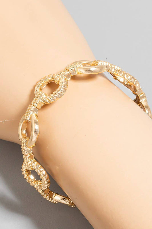 Gold Elastic Metallic Hoop Chain Bracelet
