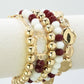 Burgundy & White Multi Strand Bead Bracelet Set