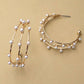 Gold Triple Wire Pearl Hoop Earrings