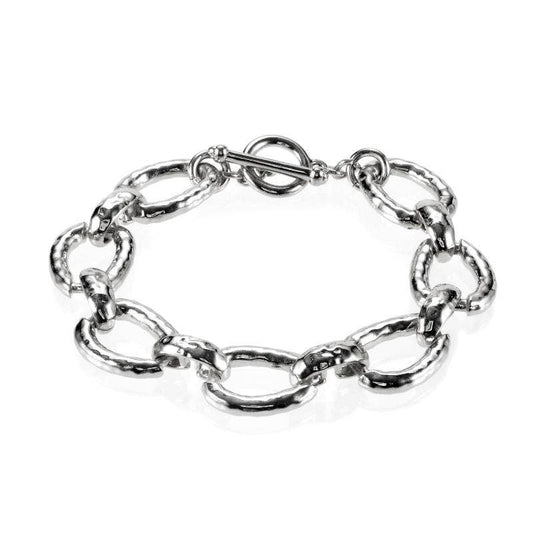 Silver Hammered Link Bracelet