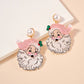 Pink Santa Claus Dangling Earrings