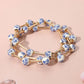 Blue Floral Beaded Stretch Bracelet Set