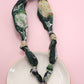 Green Scarf Heart Locket Charm Necklace