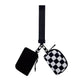 Black Checkered Dual Pouch Wristlet Keychain Wallet