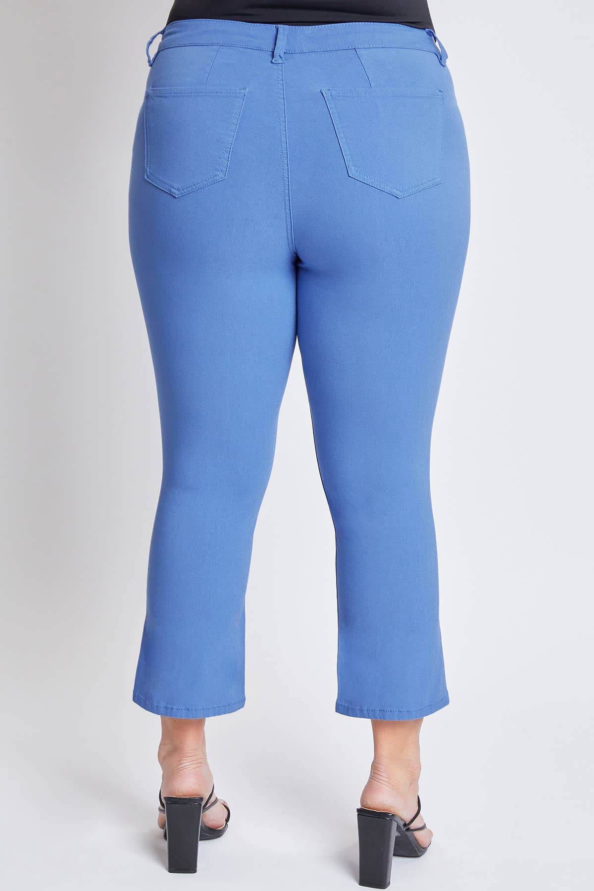 Plus Hyperstretch Cropped Kick Flare Pants:Blue Bay