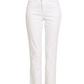 White High Waist Cropped Straight Pants