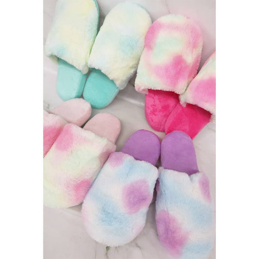 Comfy Tie Dye Indoor Slippers- Hot Pink