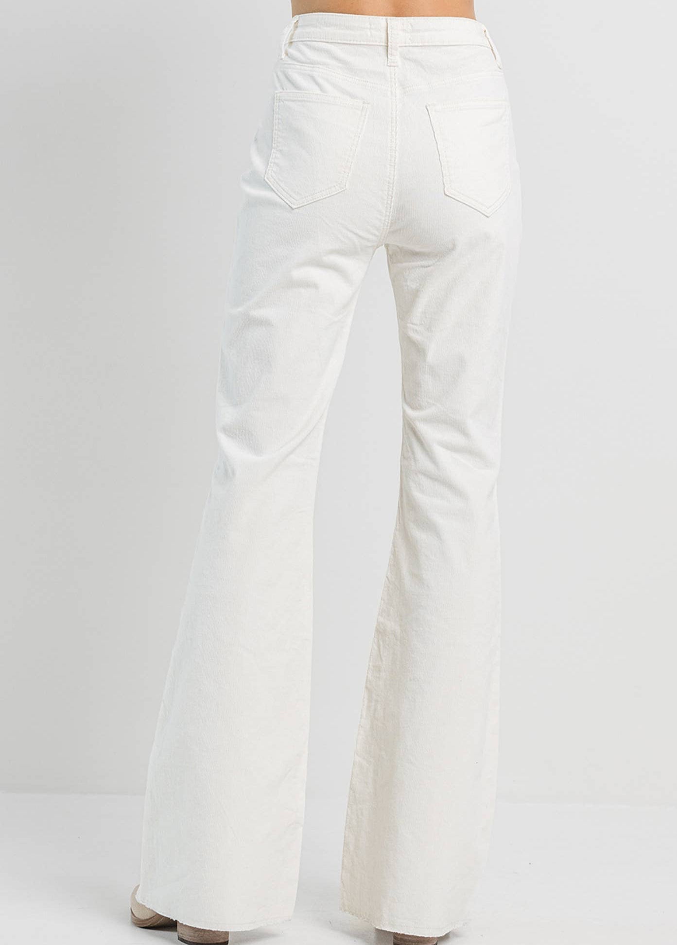 Cream Corduroy Flare Jeans
