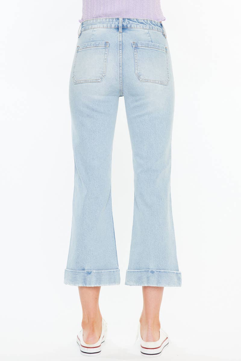 KC Light High Rise Relaxed Cropped Flare Jeans