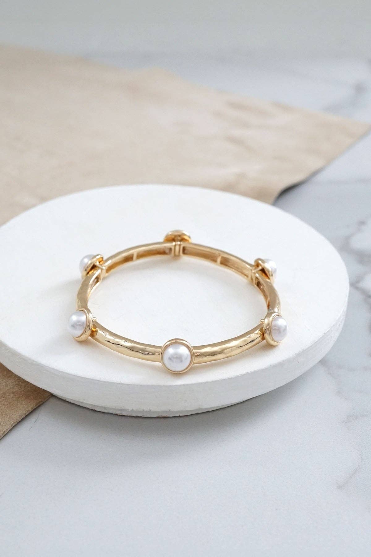 White Jewel Gold Bangle Bracelet