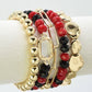 Black & Red Multi Strand Bead Bracelet Set