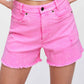 Pink High Rise Mineral Wash Denim Shorts