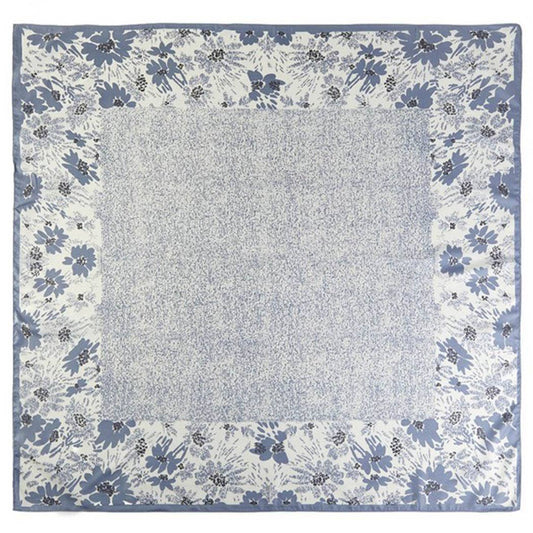 Grey Vintage Floral Silky Square Scarf