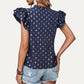 Navy & Gold V-Neck Ruffled Top