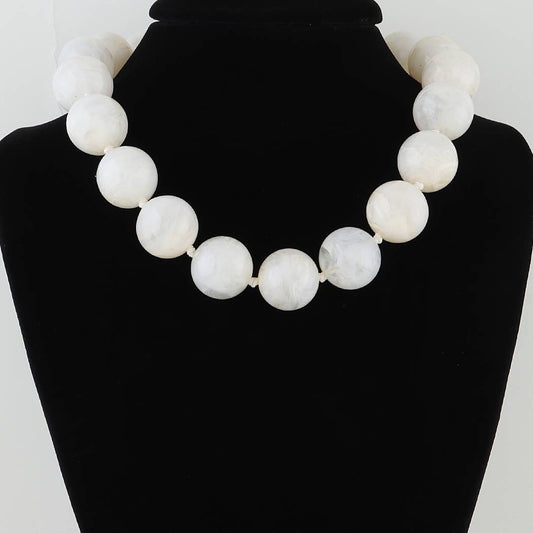 Ivory Marble Stone Beaded Necklace