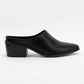 Black Pointed-Toe Slip On Block Heel Mule