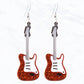 Red Glitter Guitar Drop Earrings