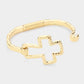 Gold Hammered Open Metal Cross Hook Bracelet