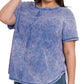 Bright Blue Plus Waffle Knit Short Sleeve Top