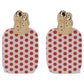 Red Polka Dot Metal Earrings