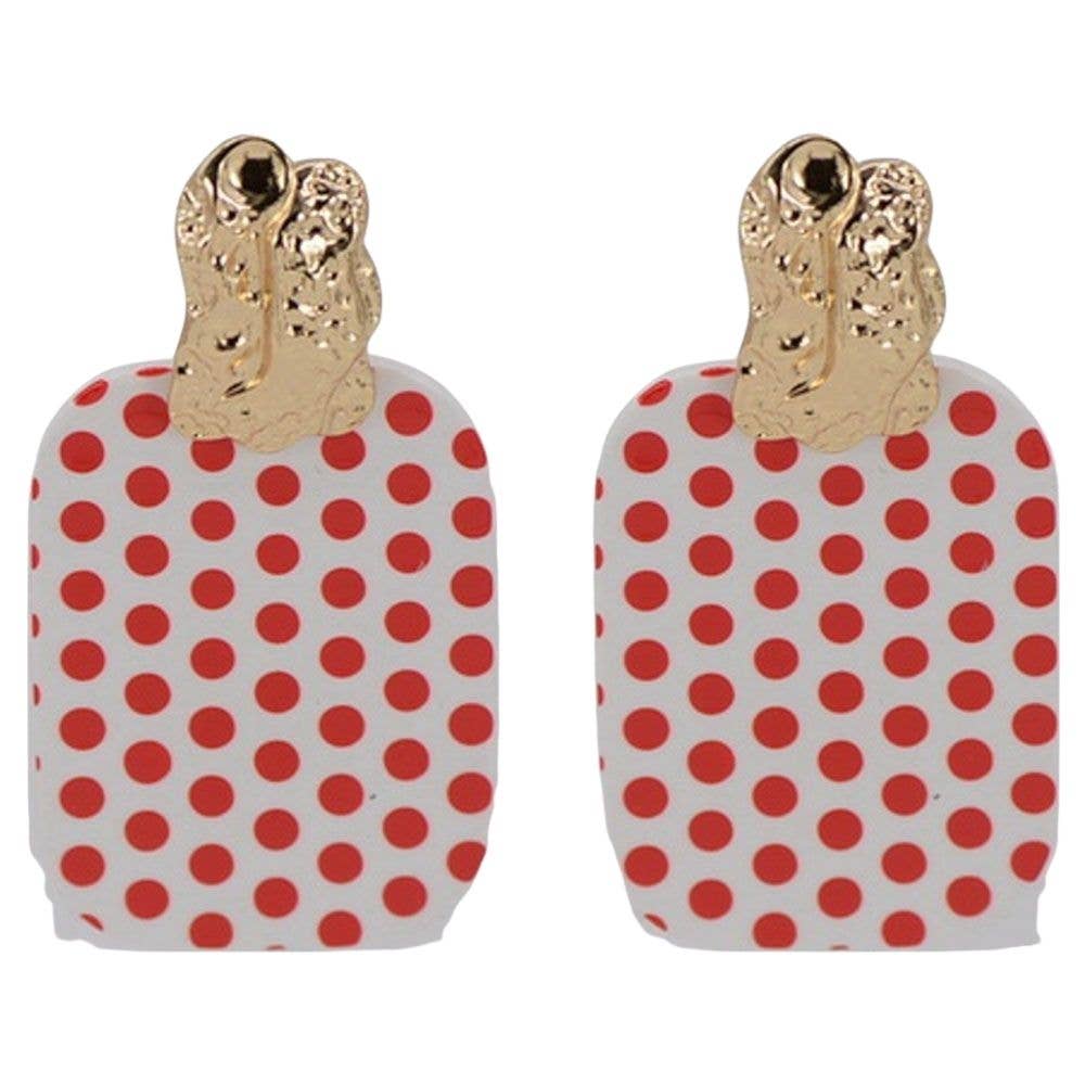 Red Polka Dot Metal Earrings