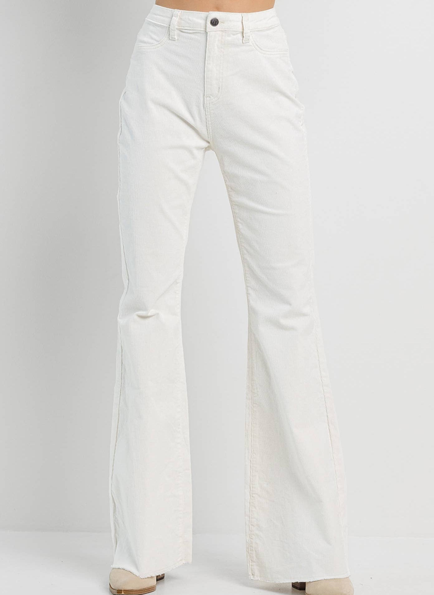 Cream Corduroy Flare Jeans