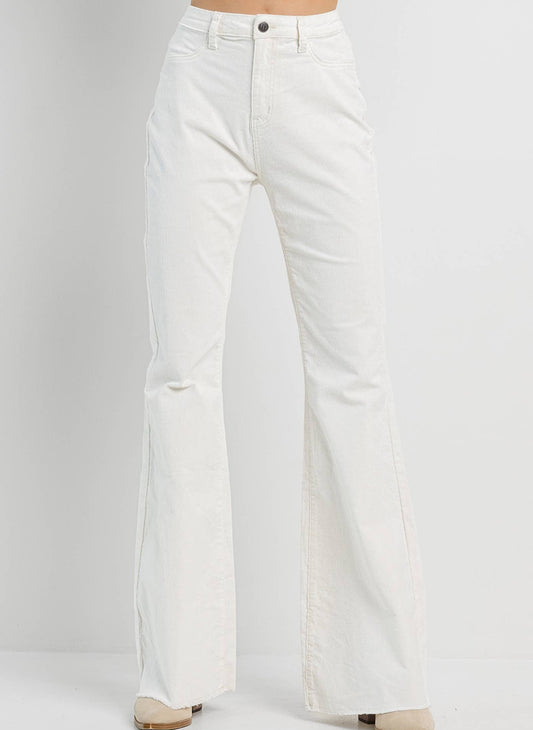 Cream Corduroy Flare Jeans