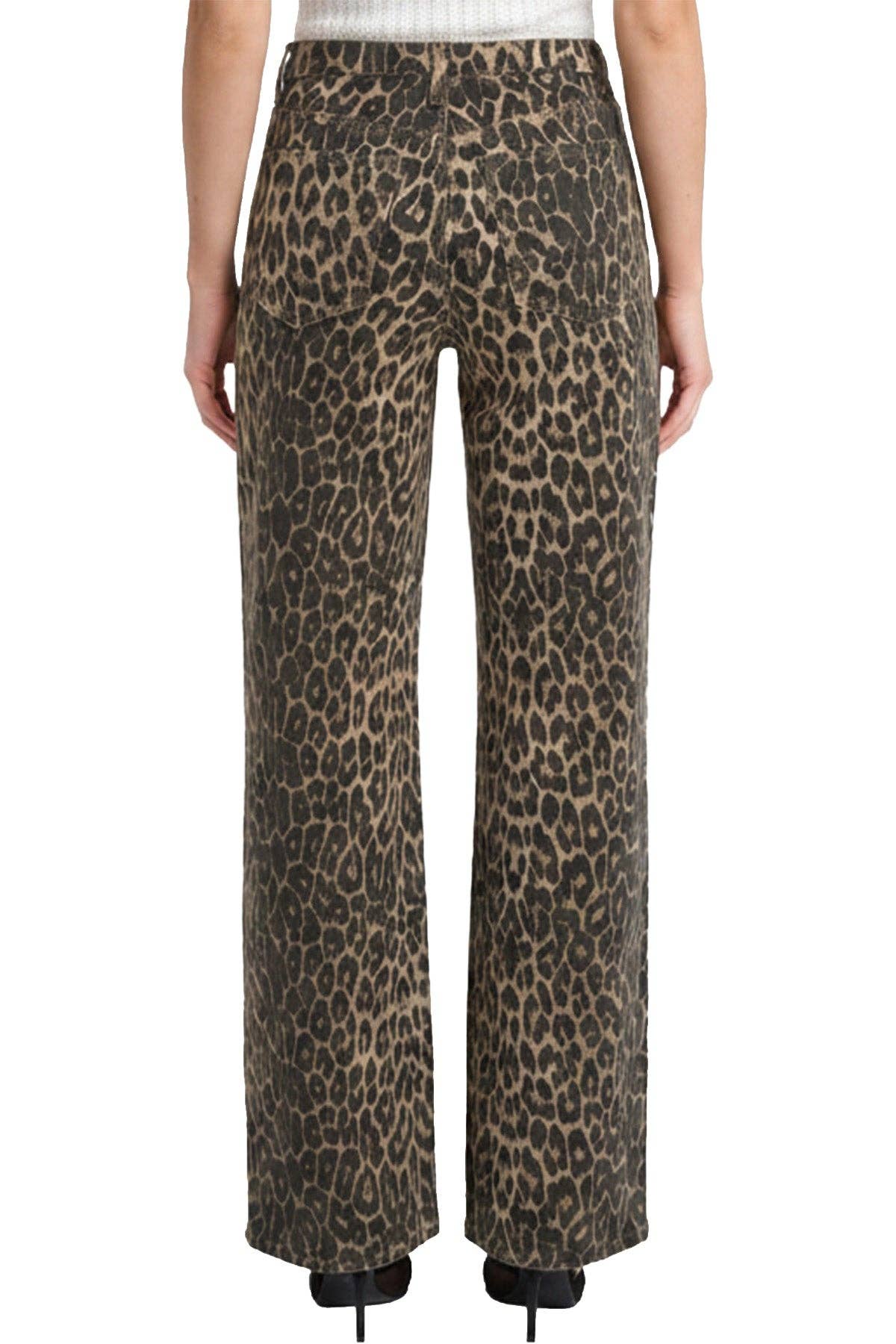Cheetah High Rise Wide Leg Jeans