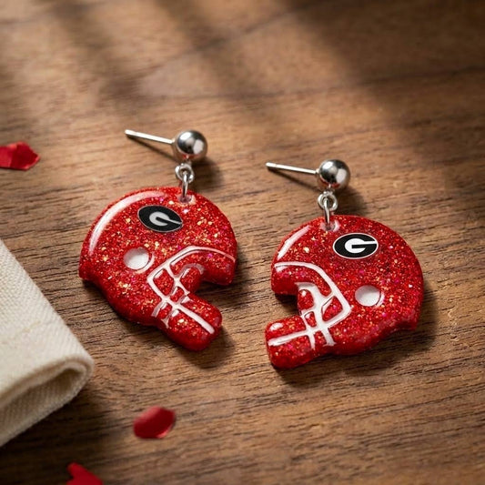 GA Football Helmet Glitter Dangle Earrings