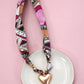 Pink Scarf Heart Charm Necklace