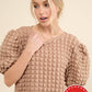 Plus Bubble Textured Round Neck Blouse Top