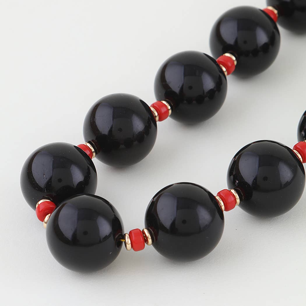 Black & Red Beaded Statement Necklace
