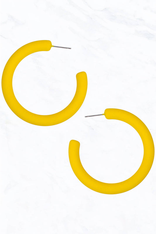 Yellow Open-End Hoop Colored Earrings