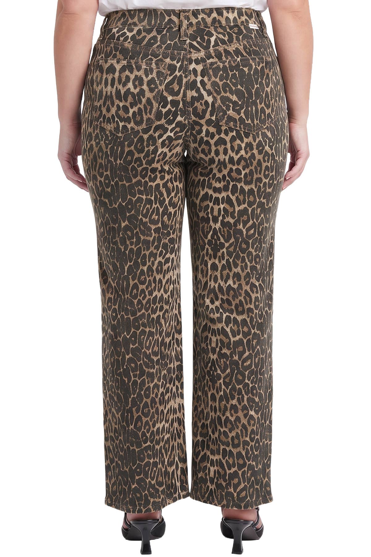 Plus Cheetah High Rise Wide Leg Jeans