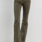 Olive Pull On Flare Jeans