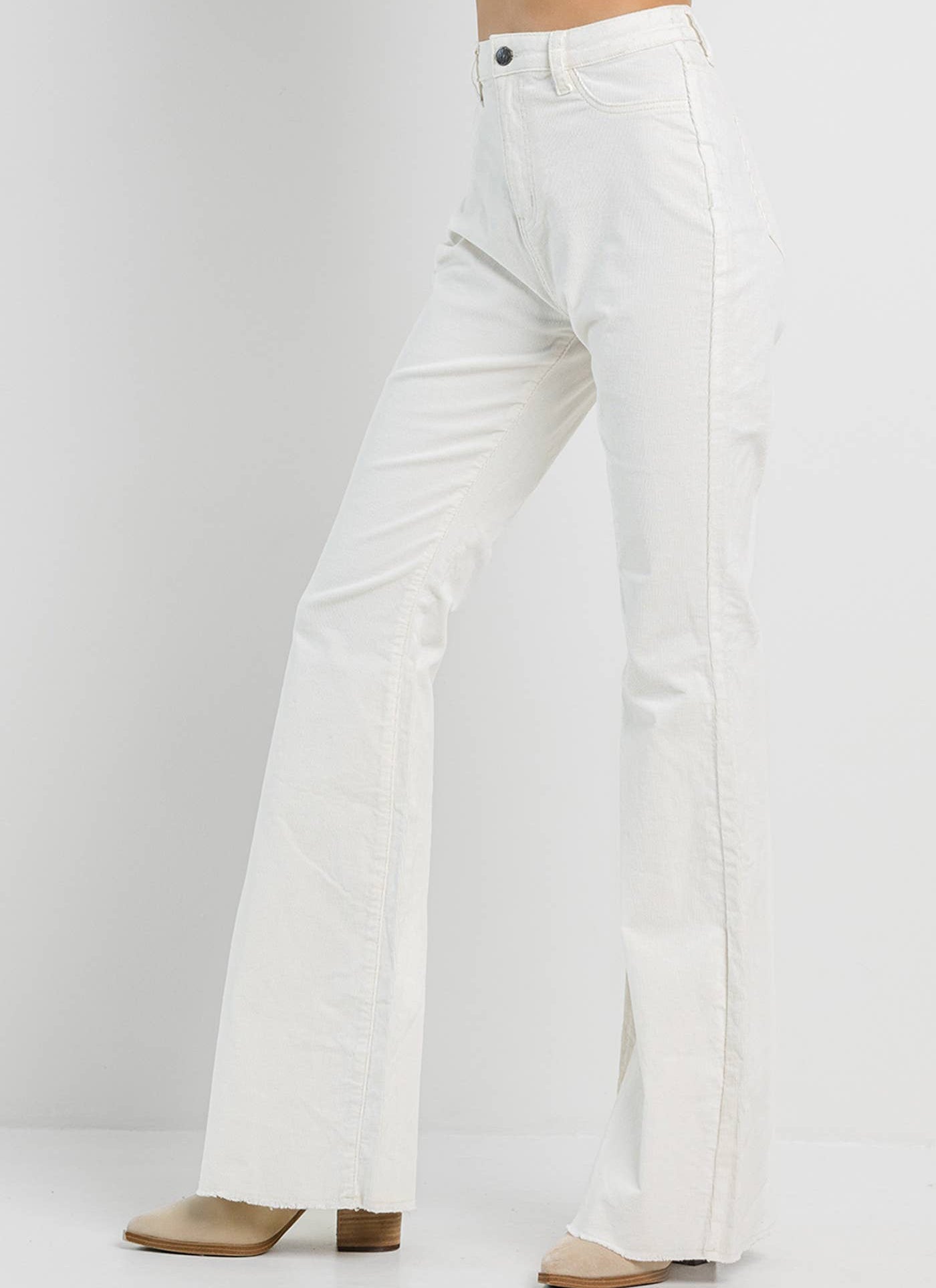 Cream Corduroy Flare Jeans