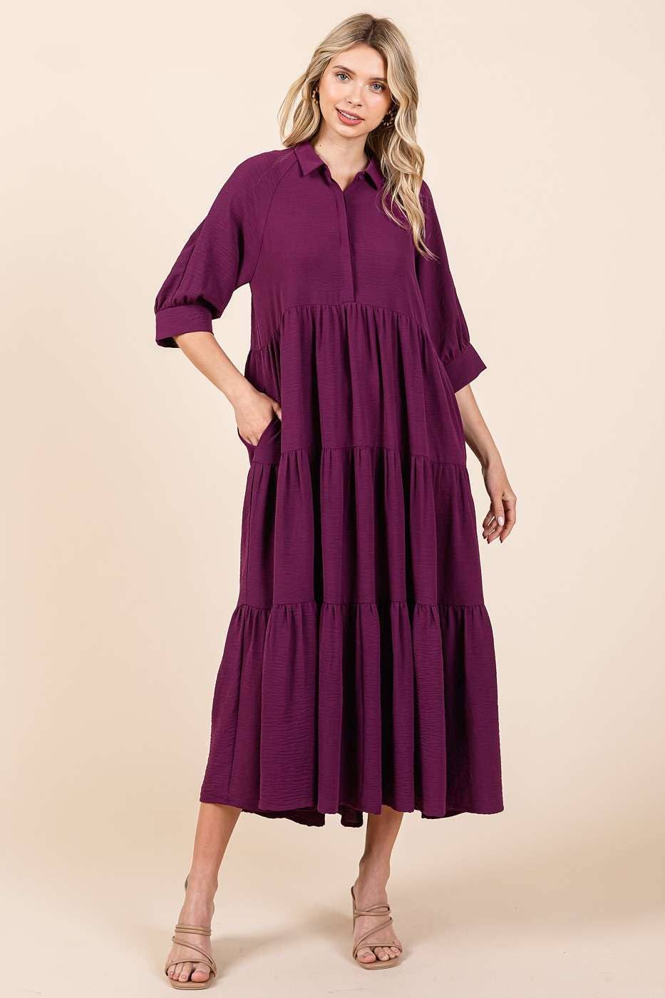 Magenta Tiered Maxi Dress