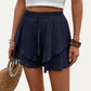 Navy High-Waist Tiered Shorts