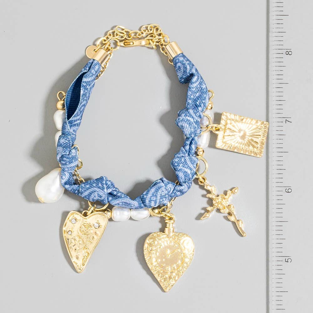 Denim Charm Knotted Bracelet