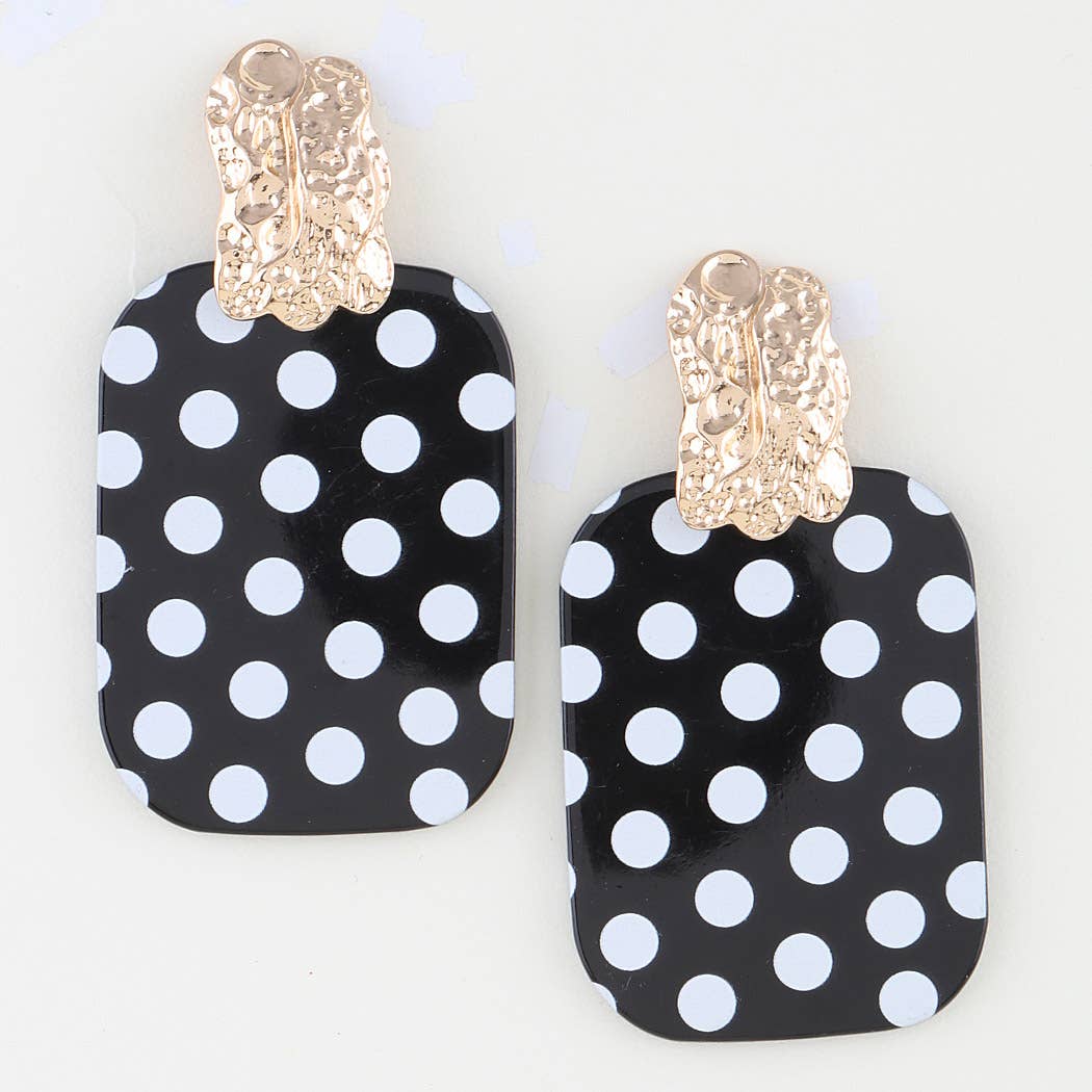 Black Polka Dot Metal Earrings