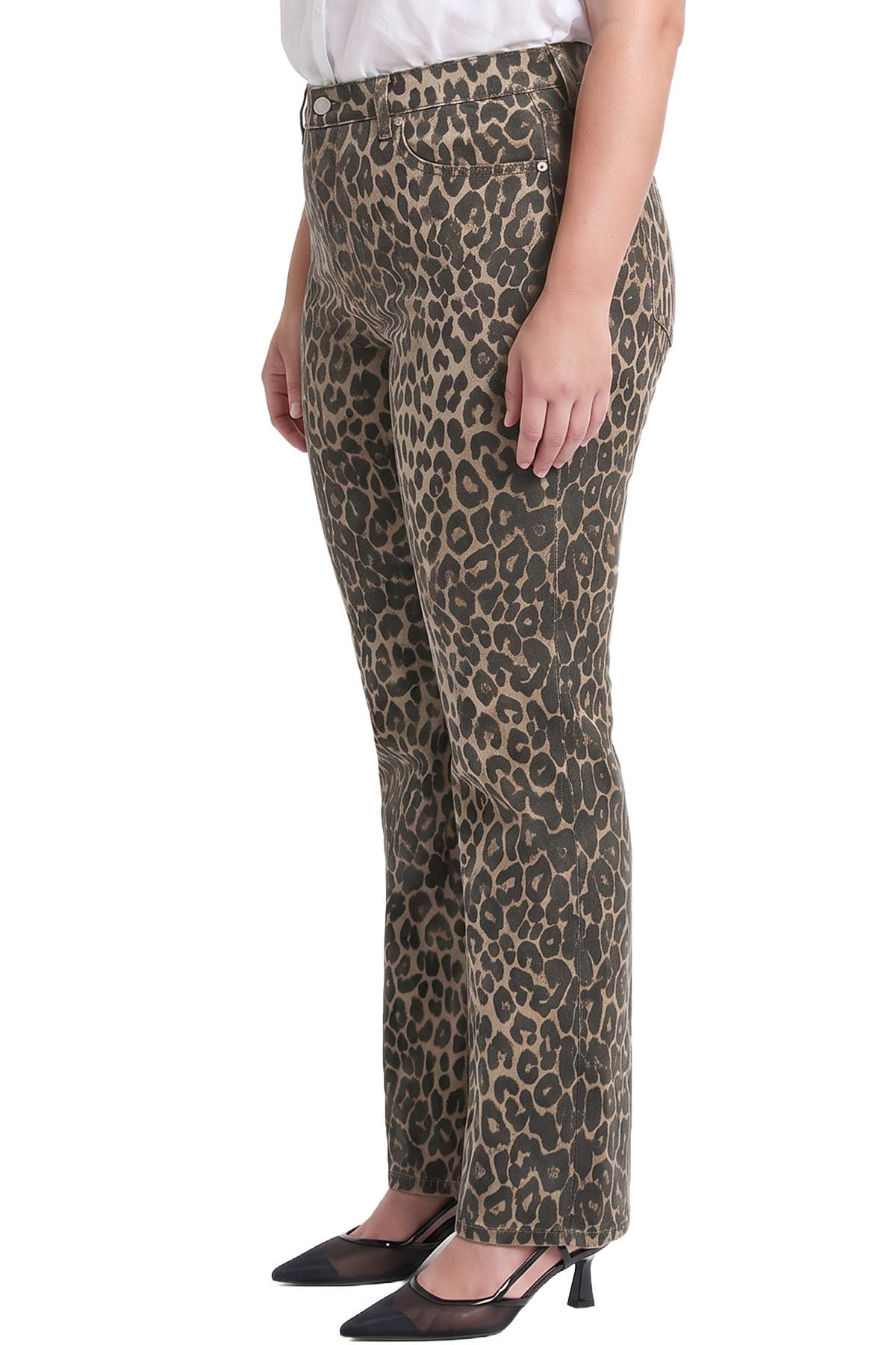 Plus Cheetah High Rise Wide Leg Jeans