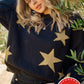 Plus Shiny Star Pattern Long Sleeve Pullover Sweater