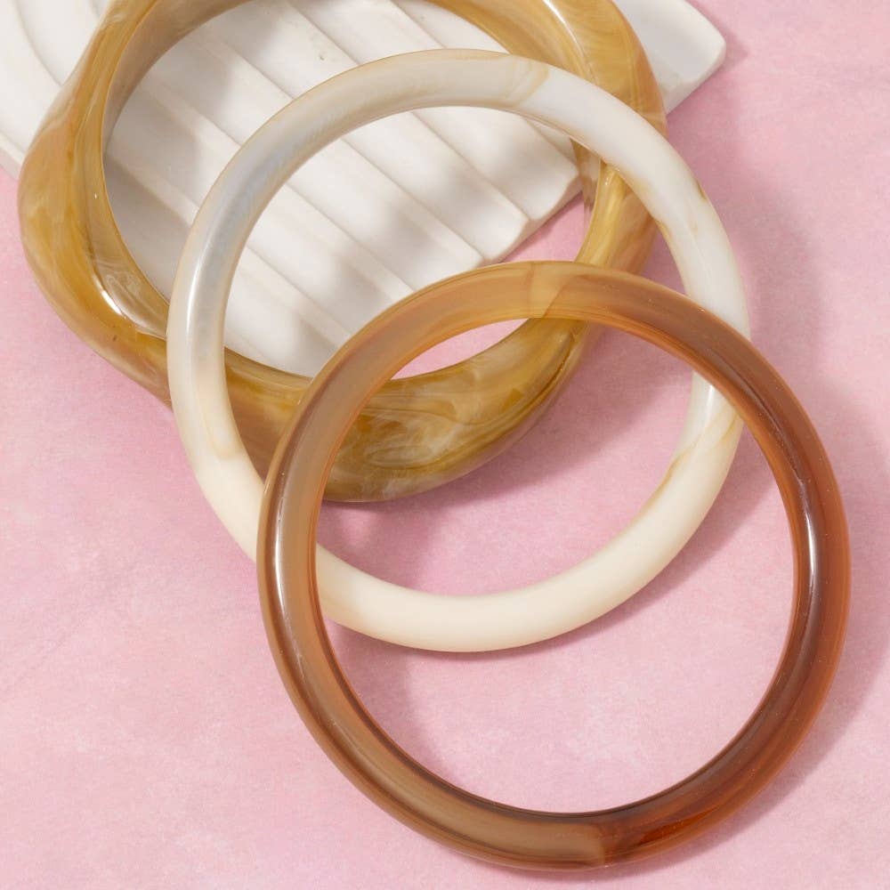 Three Piece Chunky Acrylic Bangle Bracelet Set
