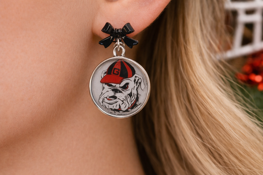 Bulldog Bow Dangle Earrings