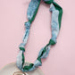 Blue Green Scarf Rose Charm Necklace