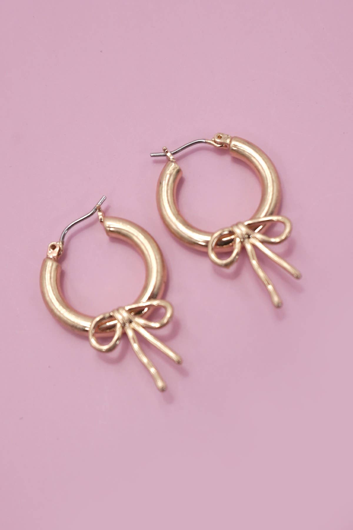 Gold Worn Bow Hoop Earrings