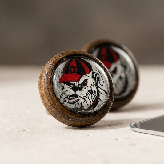 Bulldog Wooden Stud Earrings