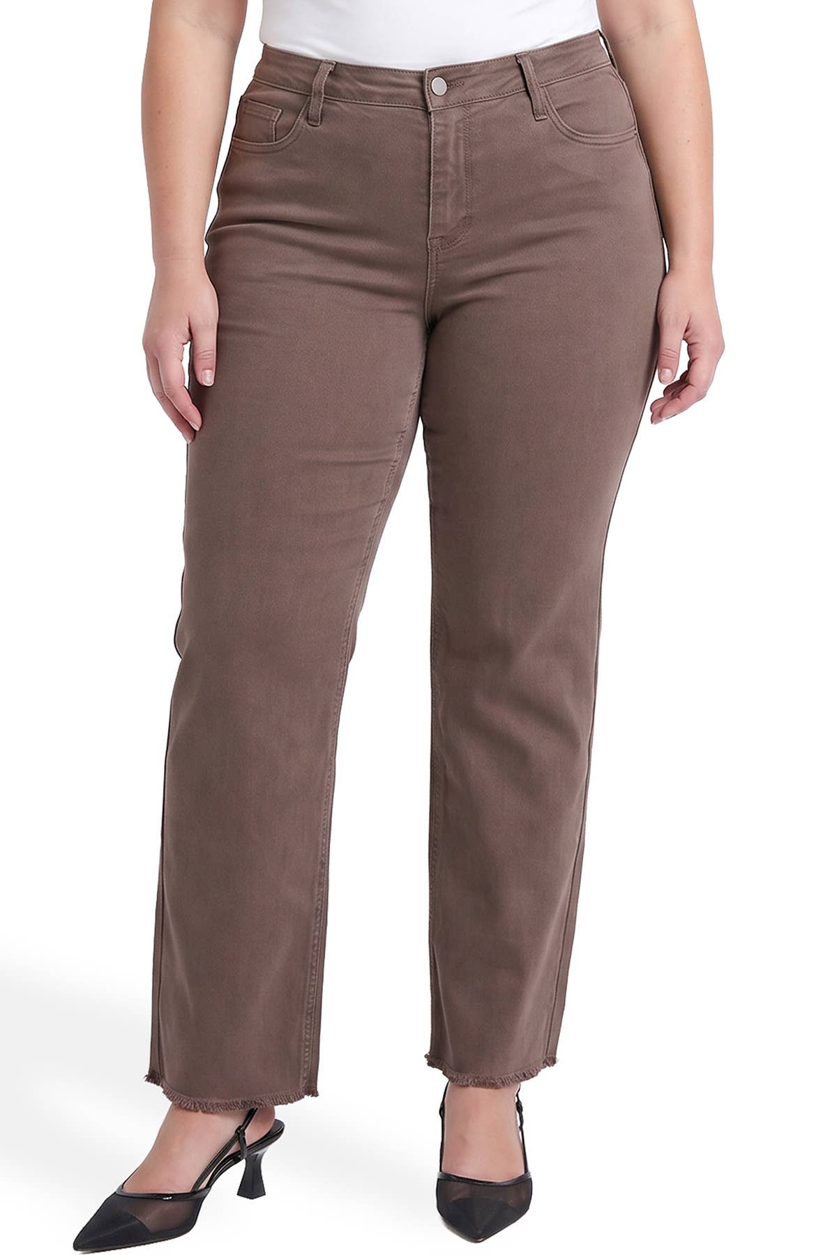 Plus Java High Rise Frayed Wide Leg Jeans