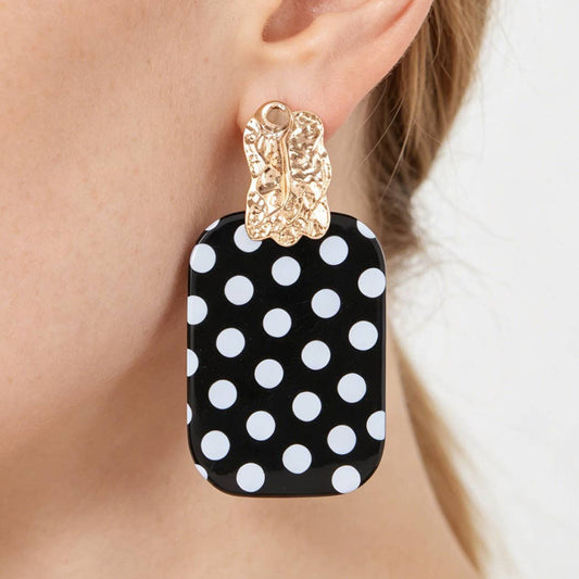 Black Polka Dot Metal Earrings